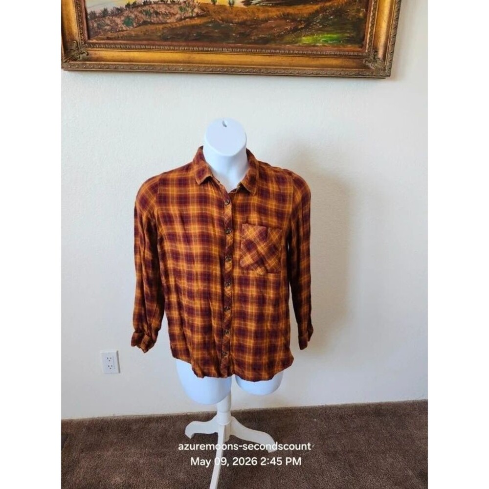 Terra & Sky earth tone plaid shirt SZ 0X 14w